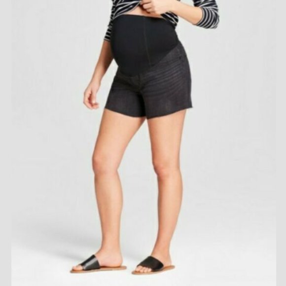 Ingrid & Isabel Pants - Isabel Maternity Crossover Panel Midi Jean Shorts